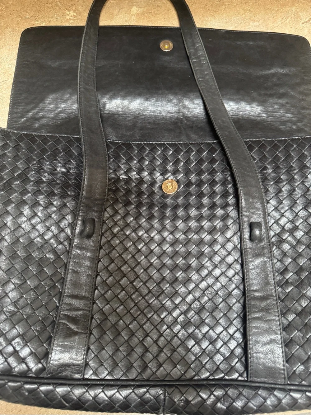 Bottega Veneta Black Intrecciato Woven Leather Shoulder Bag
